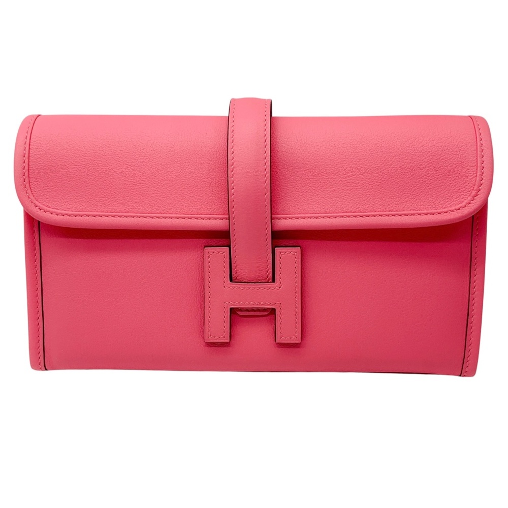 Hermes Rose Azalee Swift Mini Jige Duo Wallet